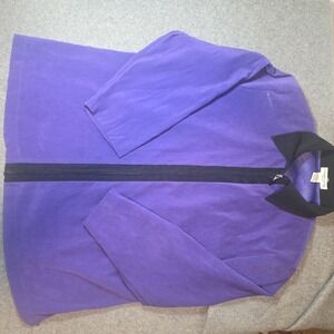 vintage Notations Woman purple and black zip-front blouse R1